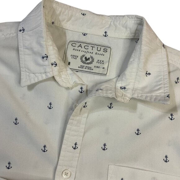 Cactus Hand Crafted Goods Anchor Print Short Sleeve Button Down Shirt - Picture 3 of 6